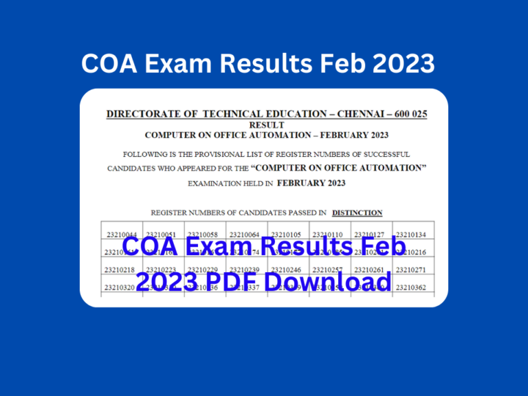 COA Results 2023 Computer on Office Automation Feb 2023 results